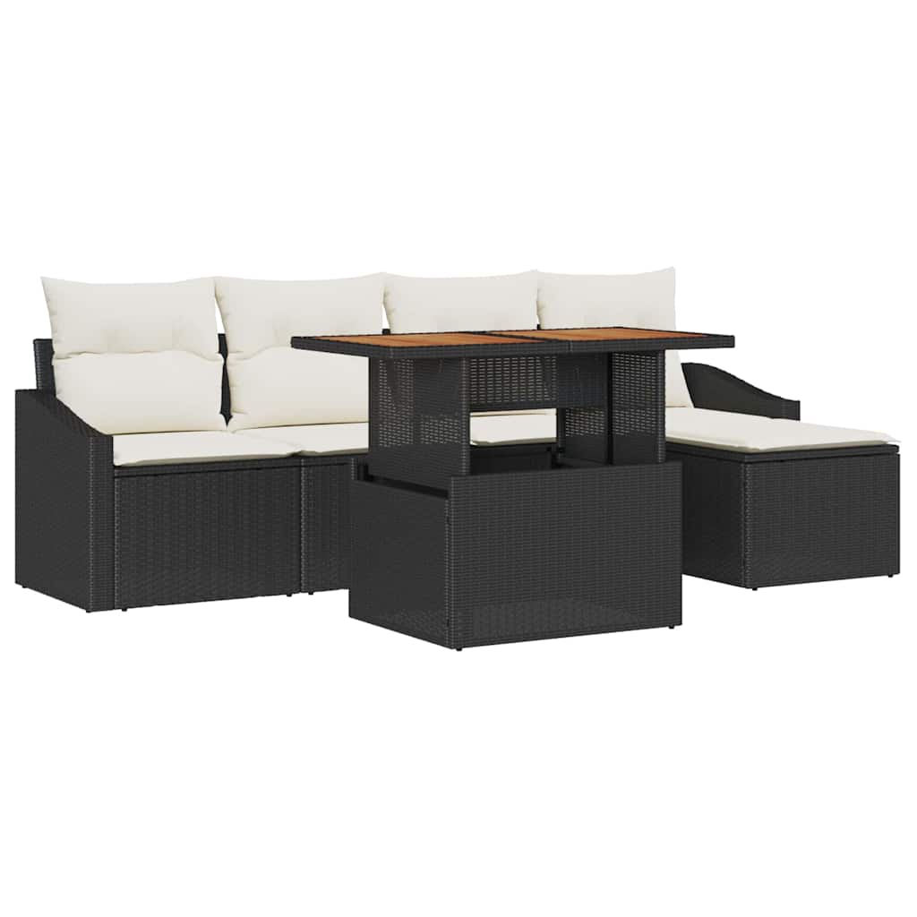 Garten Essgruppe mit Kissen 6 pcs Schwarz und Creme