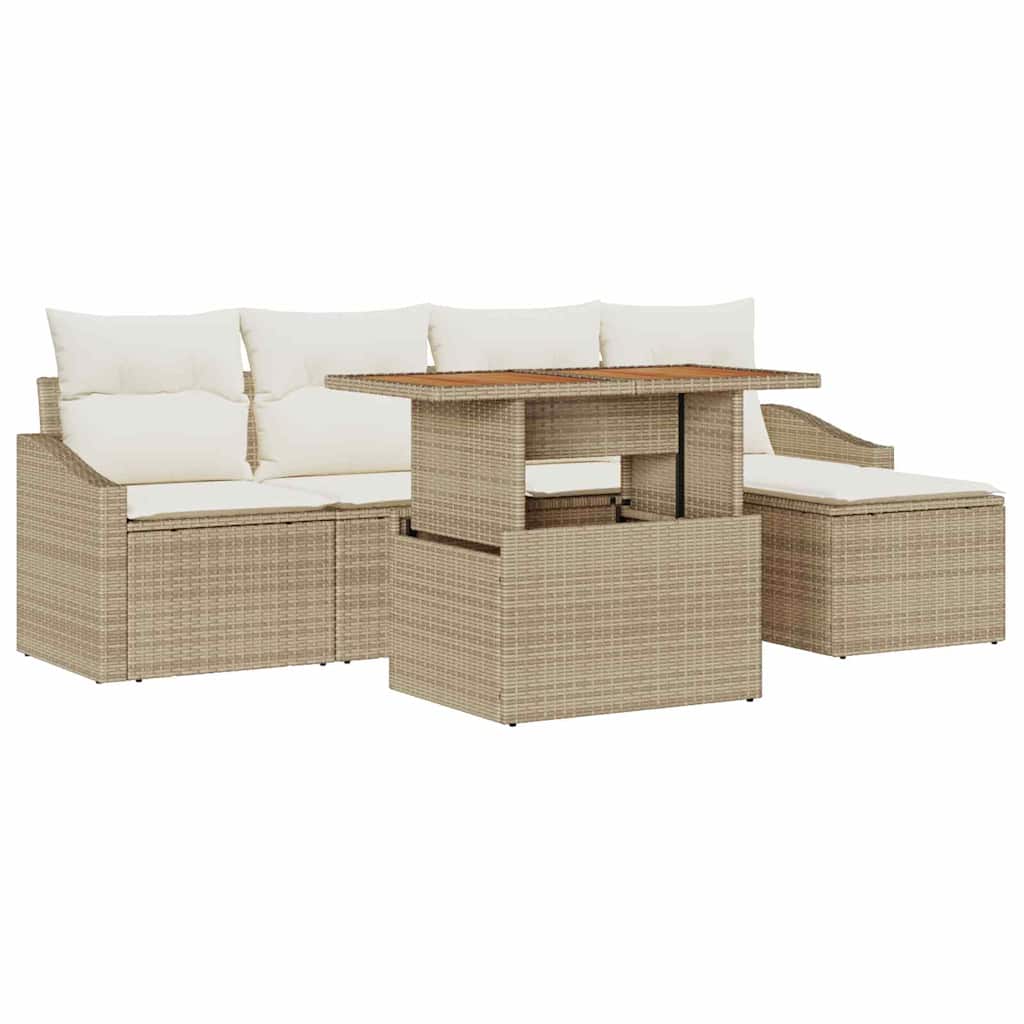 Garten Essgruppe mit Kissen 6 pcs Beige und Creme