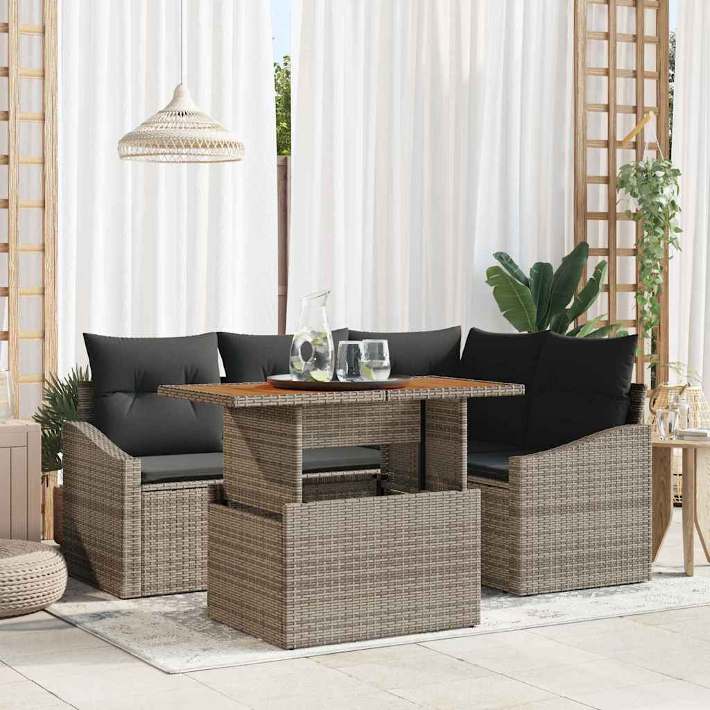 Garten Essgruppe mit Kissen 5 pcs Grau und Braun