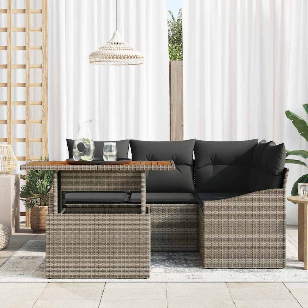 Garten Essgruppe mit Kissen 5 pcs Grau und Braun