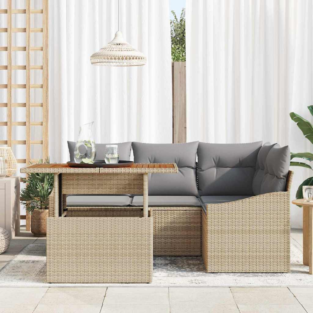 Garten Essgruppe mit Kissen 5 pcs Beige und Grau