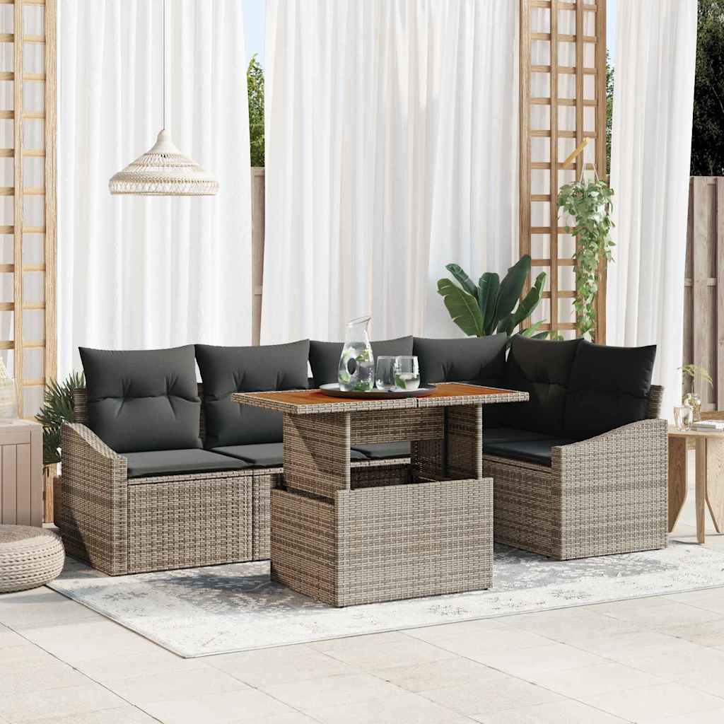 Garten Essgruppe mit Kissen 6 pcs Grau und Braun