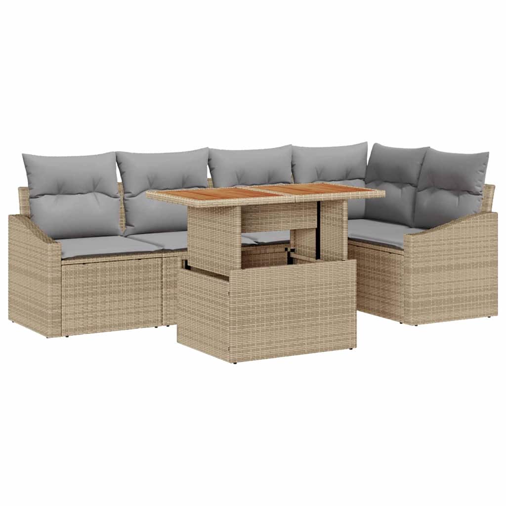 Garten Essgruppe mit Kissen 6 pcs Beige und Grau