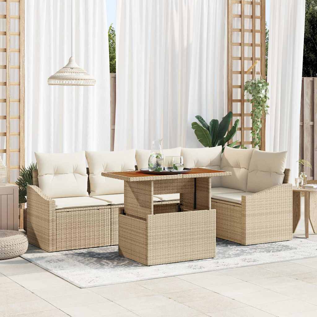 Garten Essgruppe mit Kissen 6 pcs Beige und Creme