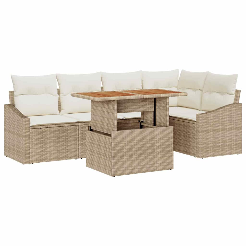 Garten Essgruppe mit Kissen 6 pcs Beige und Creme