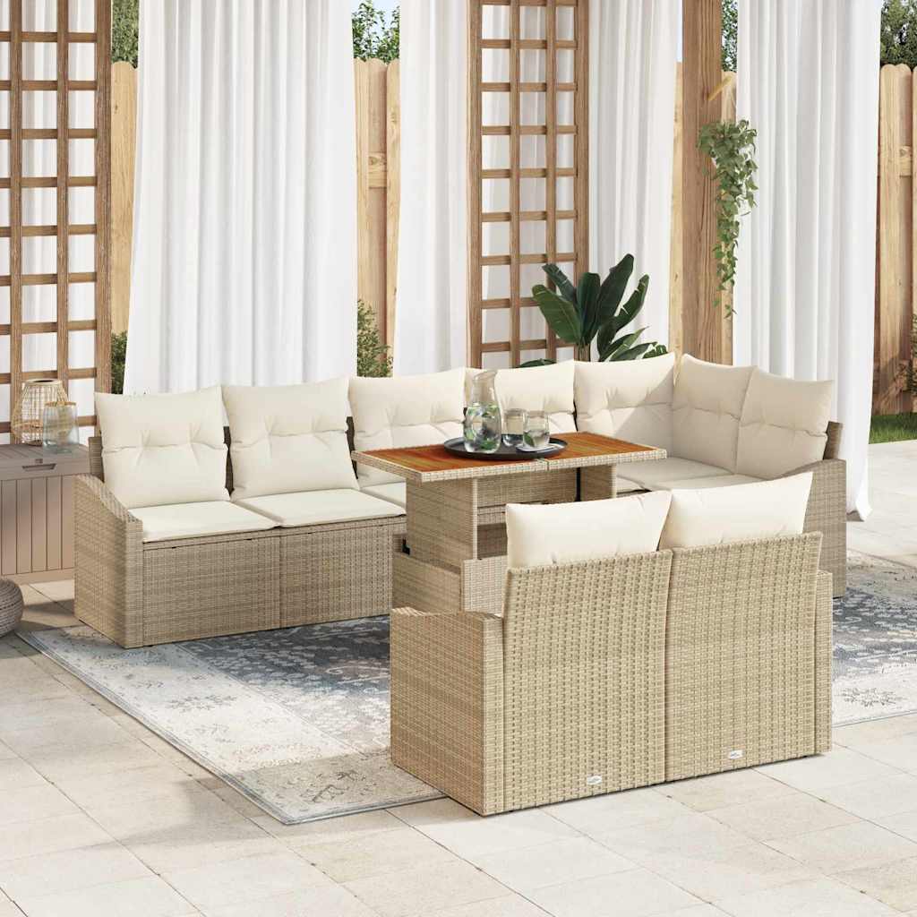 Garten-Sofa-Set mit Kissen mit Kissen 9 pcs Beige und Creme