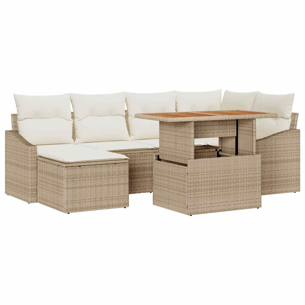 Garten Essgruppe mit Kissen 7 pcs Beige und Creme