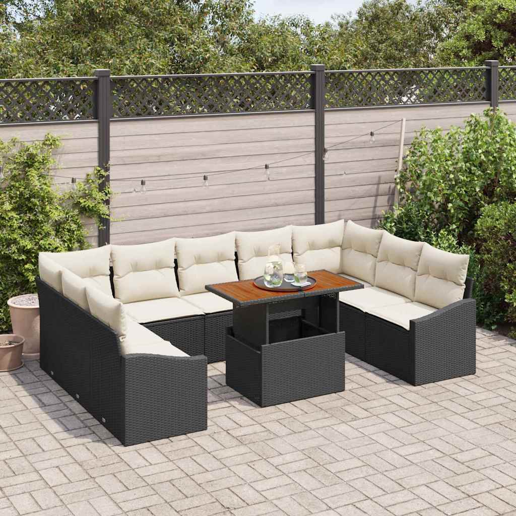 Garten Essgruppe mit Kissen 10 pcs Schwarz und Creme