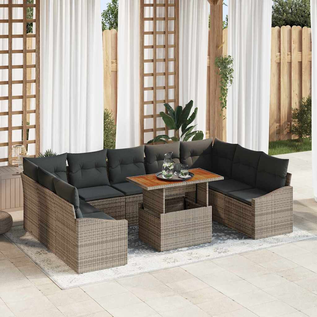 Garten Essgruppe mit Kissen 10 pcs Grau und Braun