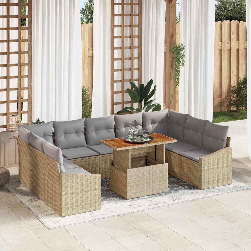 Garten Essgruppe mit Kissen 10 pcs Beige und Grau
