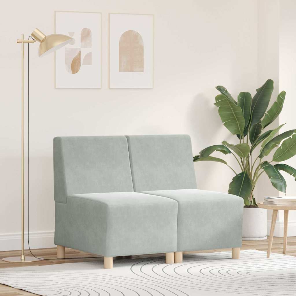 Modulares Armfreies Sofa 2 pcs Hellgrau 55 x 74 x 82 cm Samt