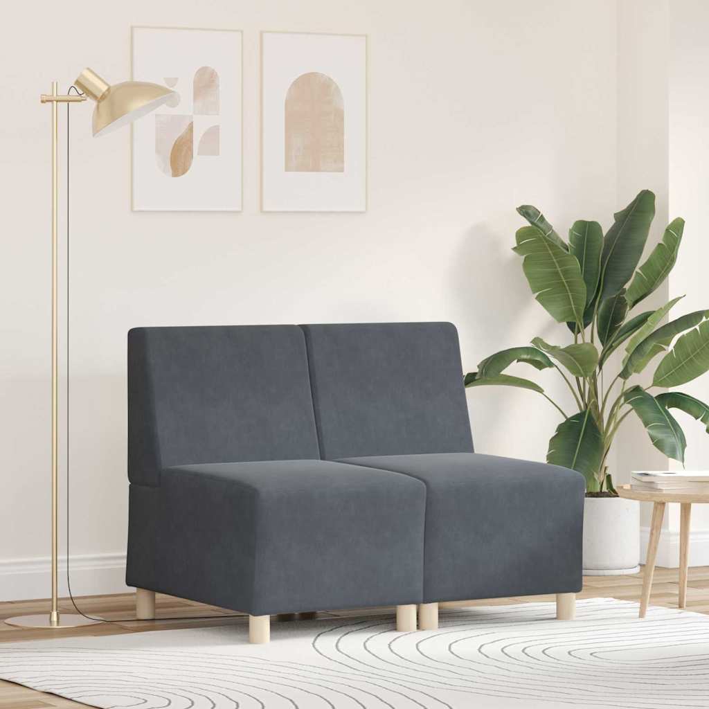 Modulares Armfreies Sofa 2 pcs Dunkelgrau 55 x 74 x 82 cm Samt