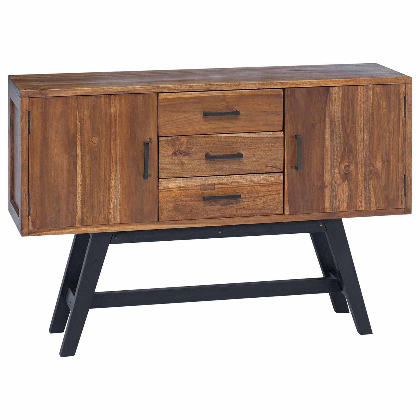 TV-Ständer Natur 110 x 30 x 75 cm Massivholz Teak