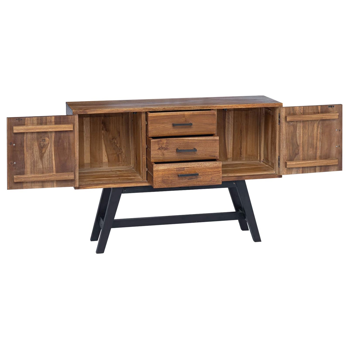 TV-Ständer Natur 110 x 30 x 75 cm Massivholz Teak