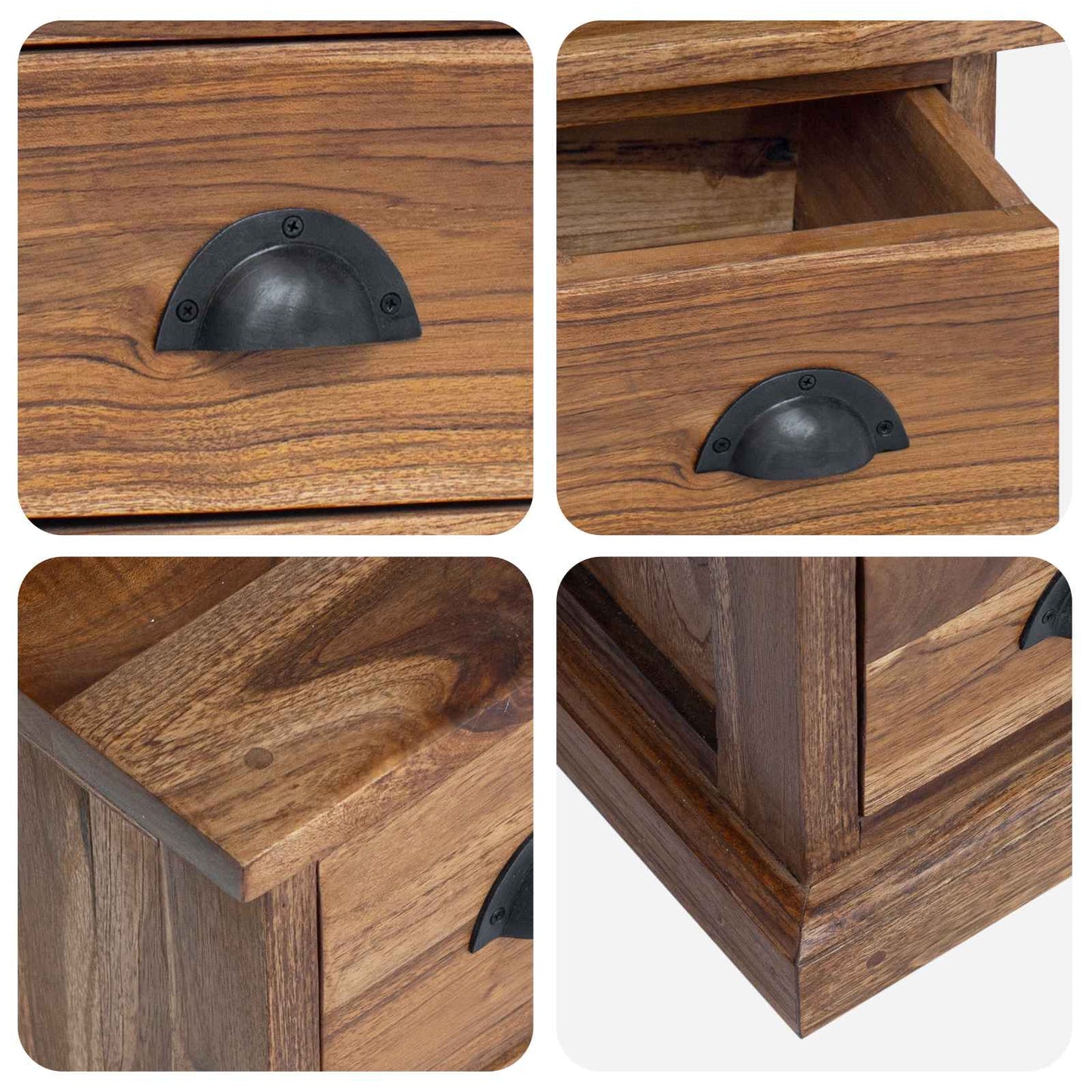 TV-Ständer Natur 110 x 30 x 40 cm Massivholz Teak
