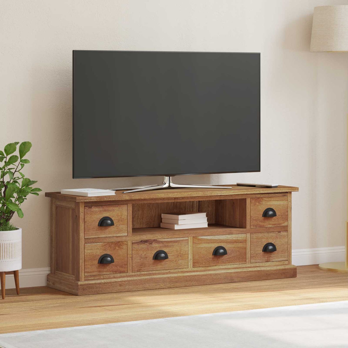 TV-Ständer Natur 110 x 30 x 40 cm Massivholz Teak