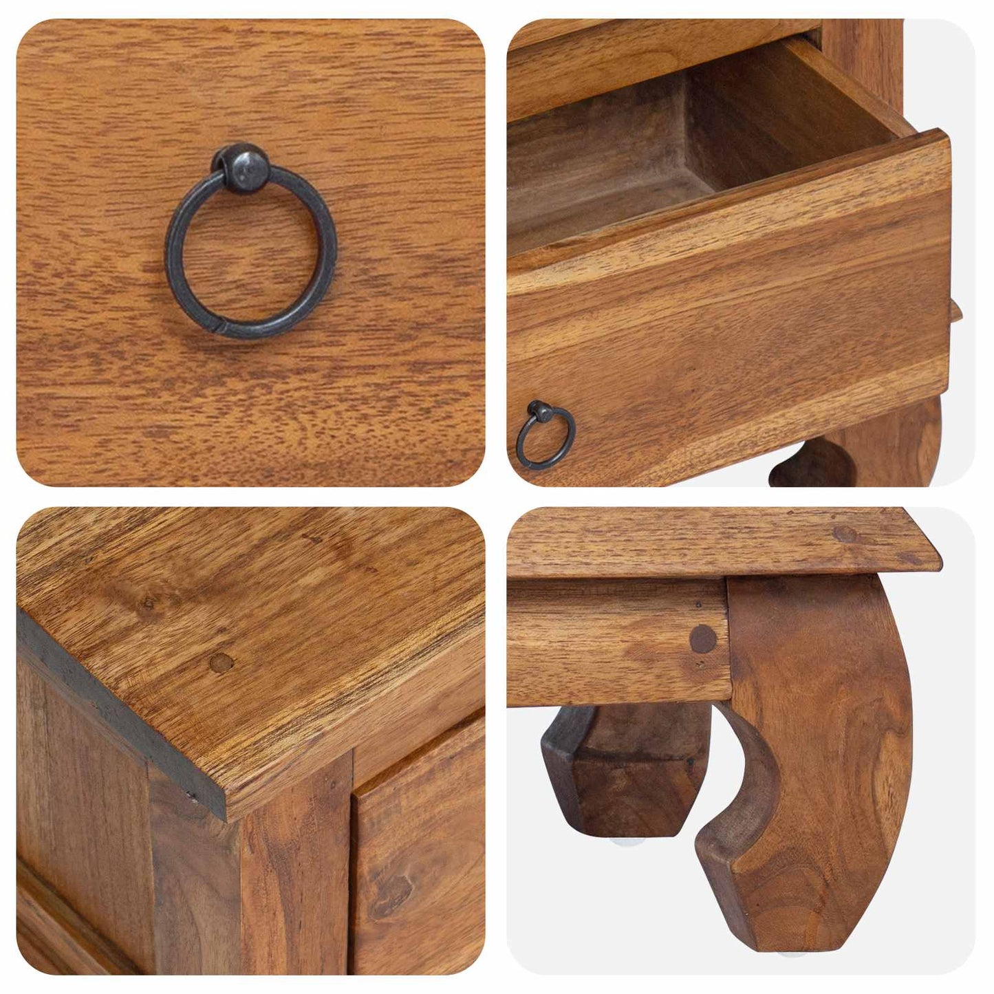 TV-Ständer Natur 110 x 35 x 40 cm Massivholz Teak