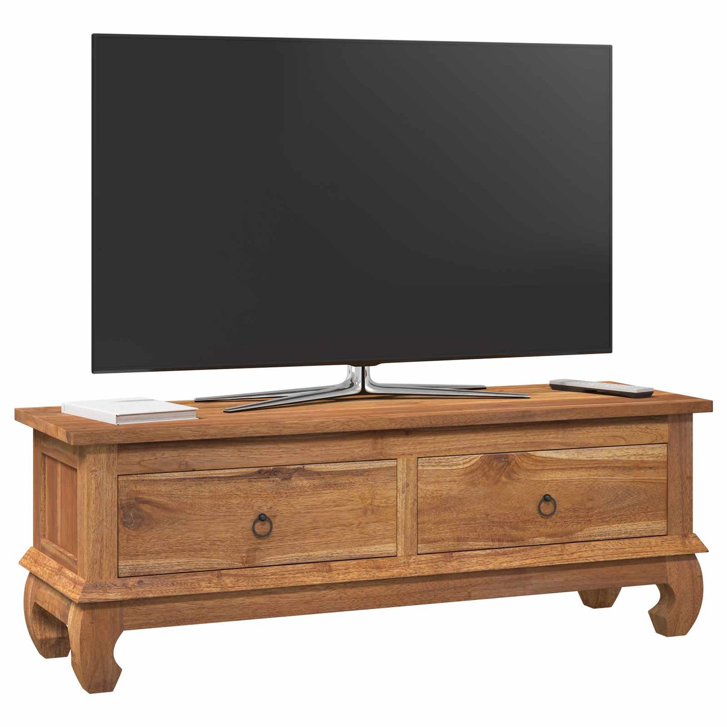 TV-Ständer Natur 110 x 35 x 40 cm Massivholz Teak