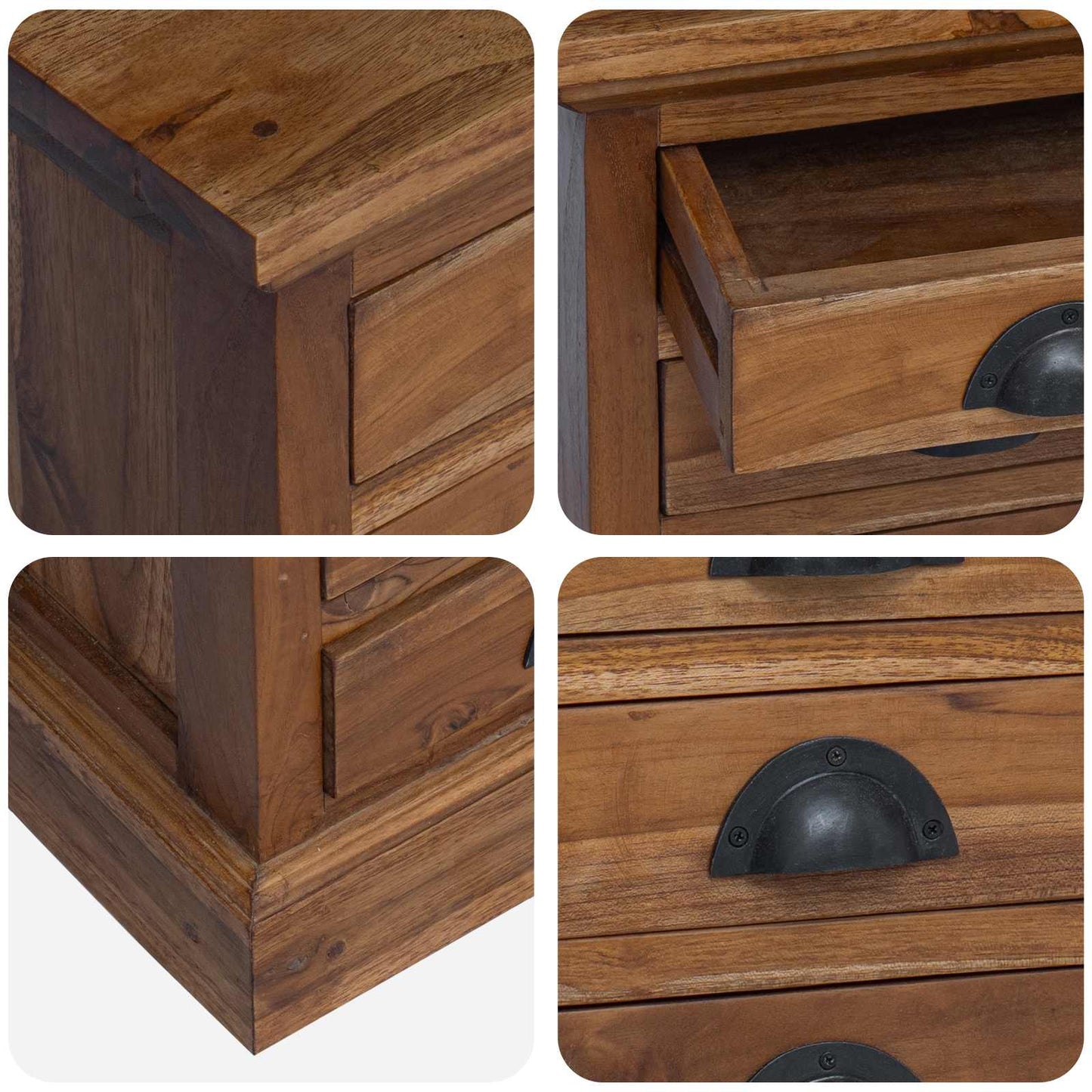 Kommode mit Schubladen Natur 35 x 30 x 60 cm Massivholz Teak