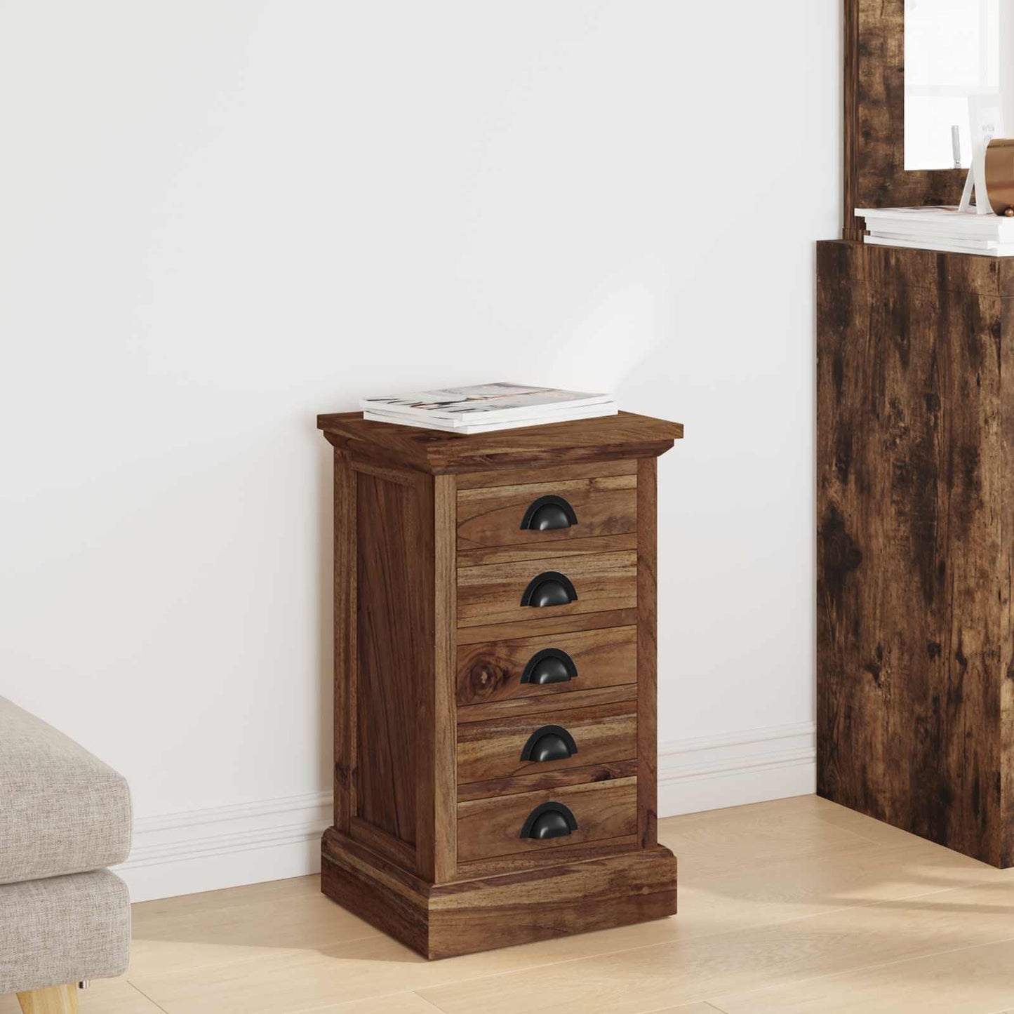Kommode mit Schubladen Natur 35 x 30 x 60 cm Massivholz Teak