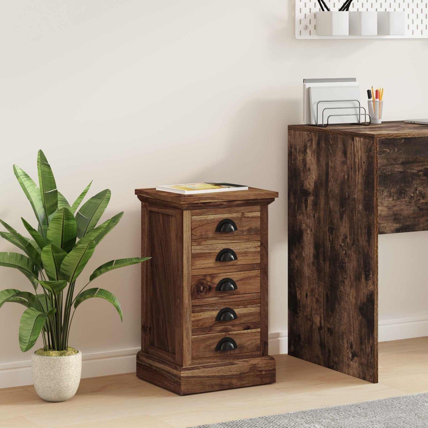 Kommode mit Schubladen Natur 35 x 30 x 60 cm Massivholz Teak