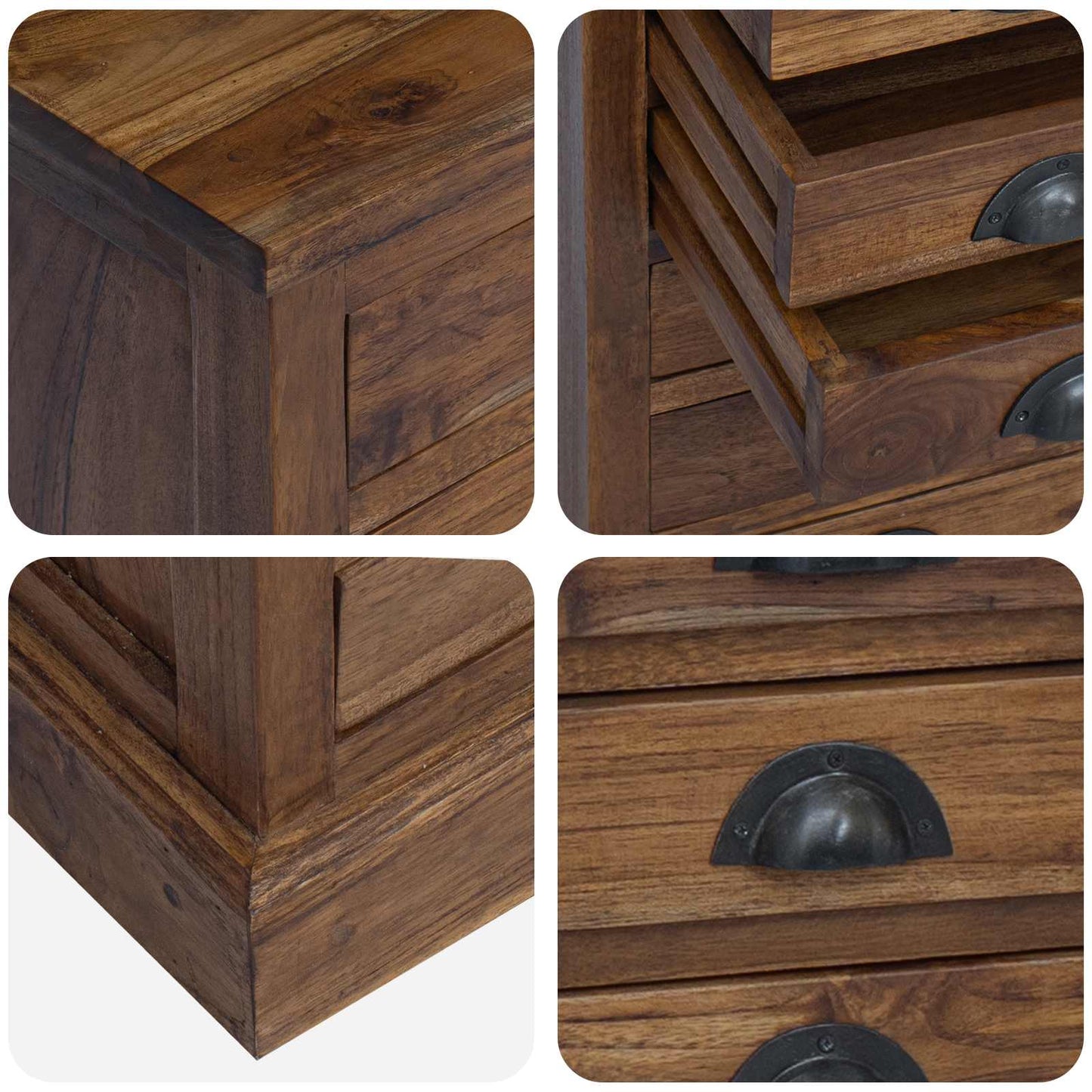 Kommode mit Schubladen Natur 35 x 30 x 110 cm Massivholz Teak