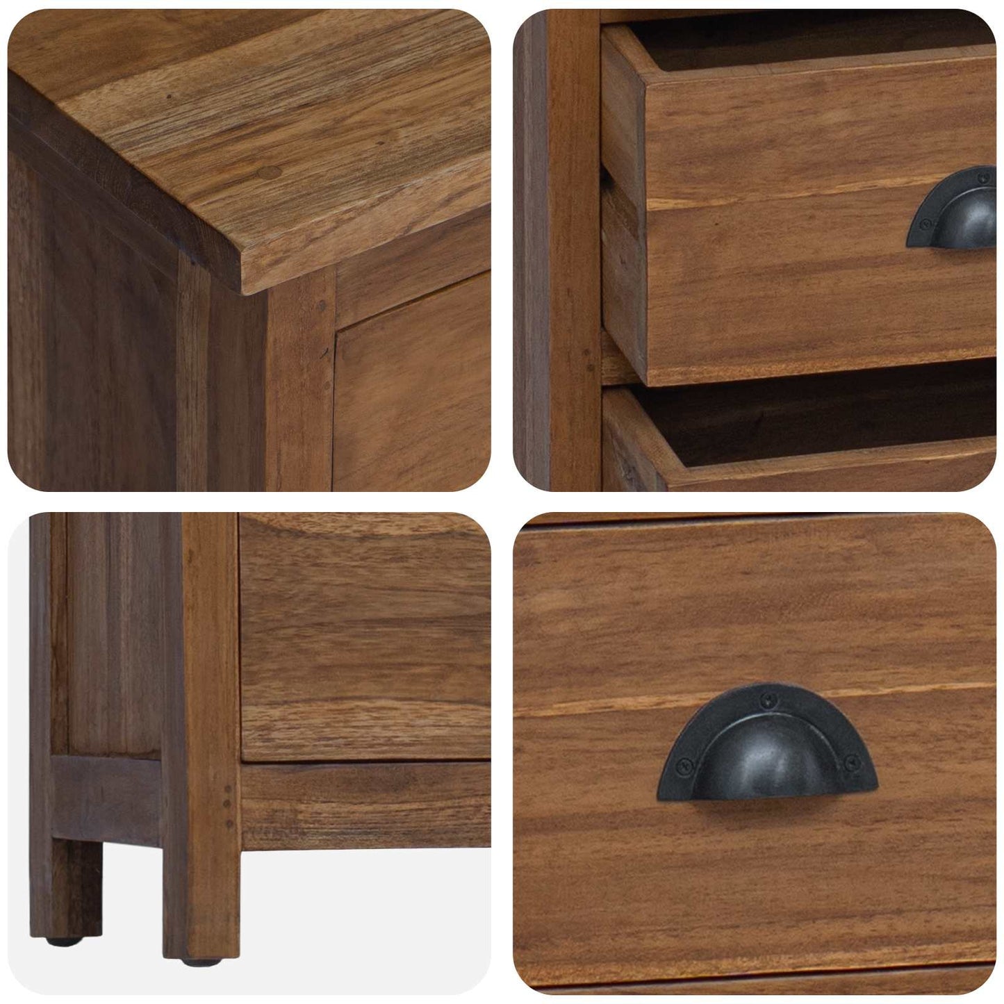 Kommode mit Schubladen Natur 45 x 35 x 110 cm Massivholz Teak