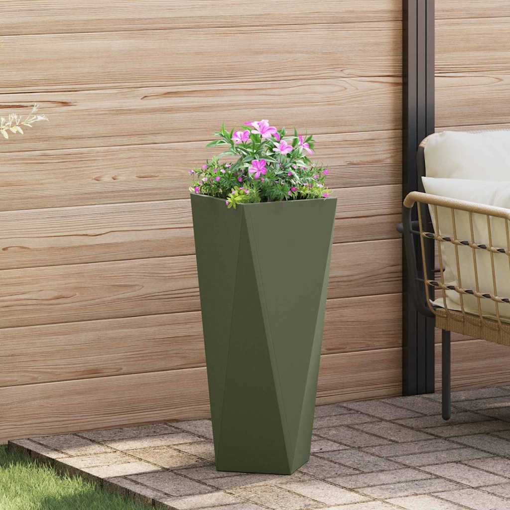 Pflanzkübel 2 pcs Olive Grün 30 x 30 x 75 cm Stahl