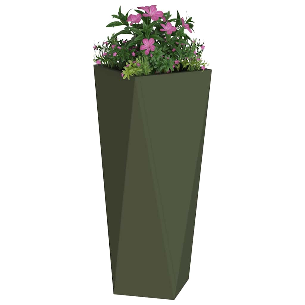 Pflanzkübel 2 pcs Olive Grün 30 x 30 x 75 cm Stahl