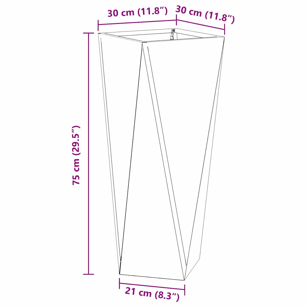Pflanzkübel 2 pcs Olive Grün 30 x 30 x 75 cm Stahl