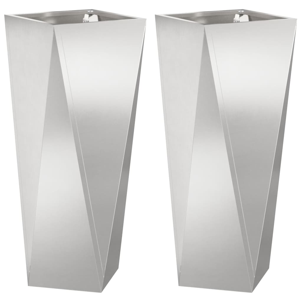 Pflanzkübel 2 pcs Silber 30 x 30 x 75 cm Edelstahl