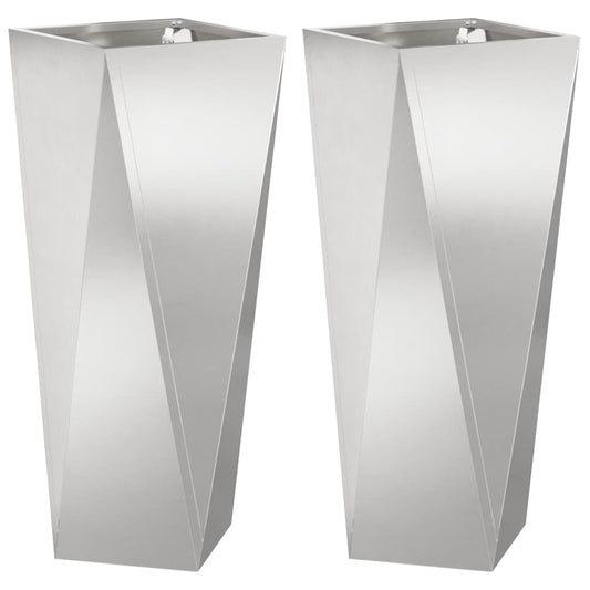 Pflanzkübel 2 pcs Silber 30 x 30 x 75 cm Edelstahl