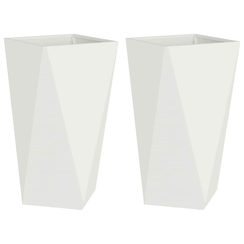 Pflanzkübel 2 pcs Weiß 40 x 40 x 75 cm Stahl