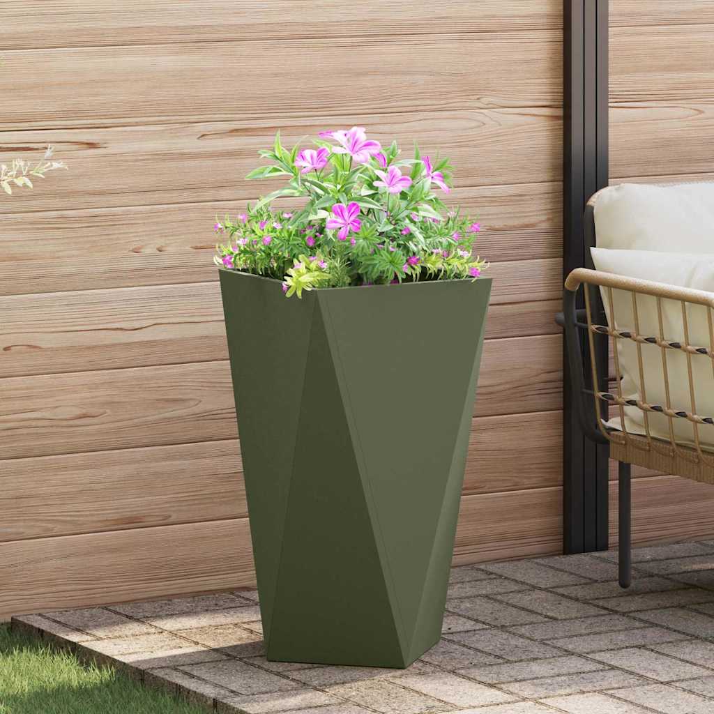 Pflanzkübel 2 pcs Olive Grün 40 x 40 x 75 cm Stahl