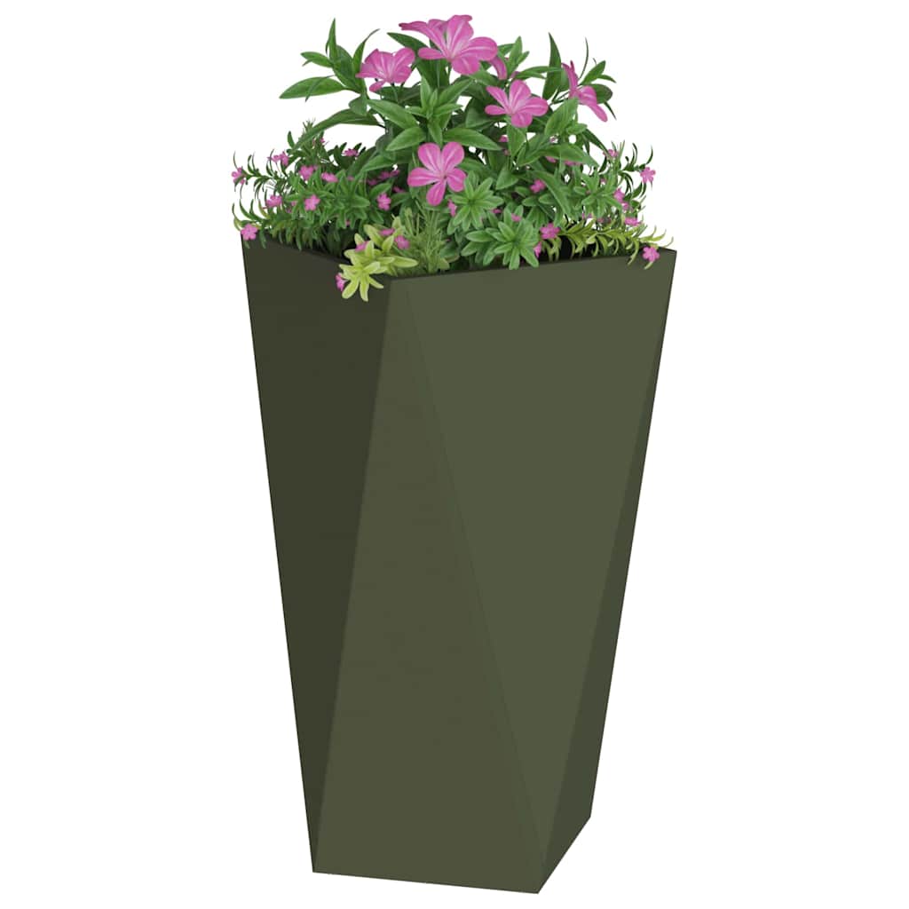 Pflanzkübel 2 pcs Olive Grün 40 x 40 x 75 cm Stahl