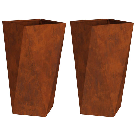 Pflanzkübel 2 pcs Rostig 40 x 40 x 75 cm Wetterfeststahl