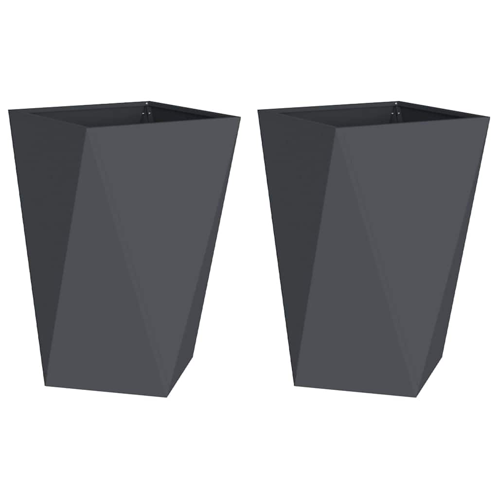Pflanzkübel 2 pcs Anthrazit 50 x 50 x 75 cm Stahl