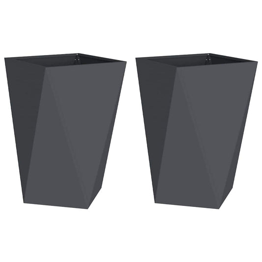 Pflanzkübel 2 pcs Anthrazit 50 x 50 x 75 cm Stahl