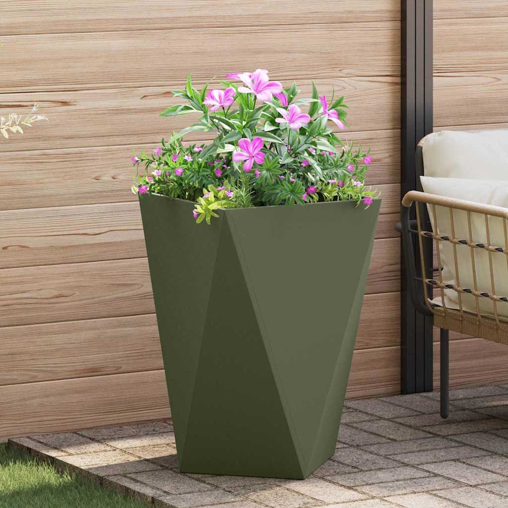 Pflanzkübel 2 pcs Olive Grün 50 x 50 x 75 cm Stahl