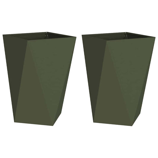 Pflanzkübel 2 pcs Olive Grün 50 x 50 x 75 cm Stahl