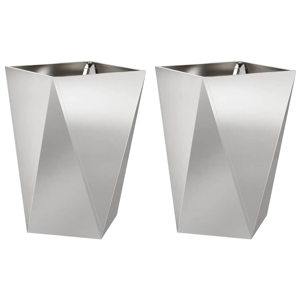 Pflanzkübel 2 pcs Silber 50 x 50 x 75 cm Edelstahl