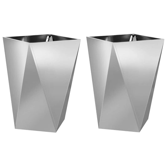 Pflanzkübel 2 pcs Silber 50 x 50 x 75 cm Verzinkter Stahl