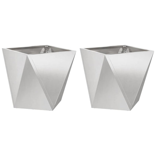Pflanzkübel 2 pcs Silber 40 x 40 x 40 cm Edelstahl