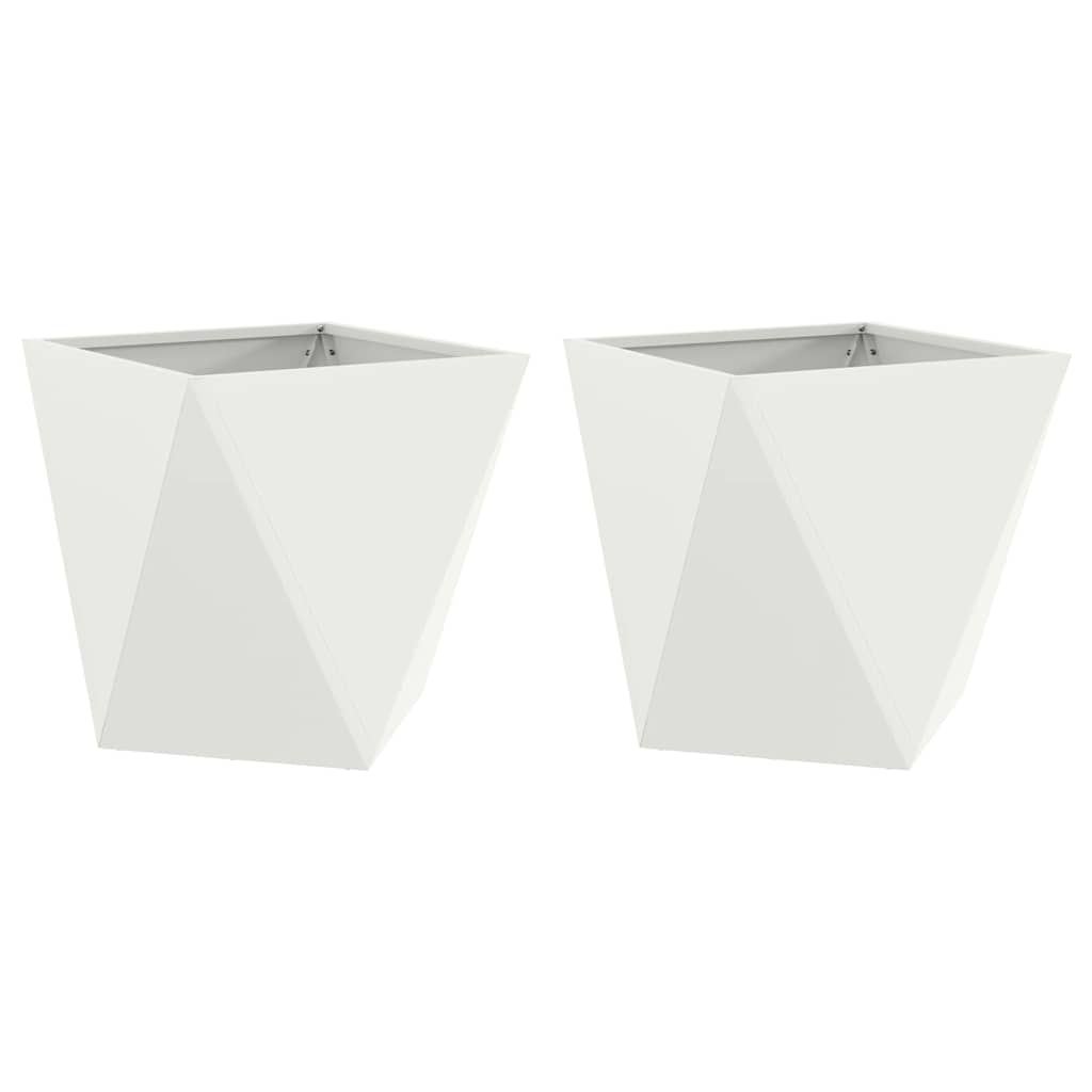 Pflanzkübel 2 pcs Weiß 50 x 50 x 50 cm Stahl