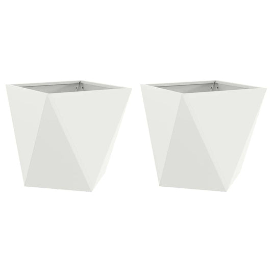 Pflanzkübel 2 pcs Weiß 50 x 50 x 50 cm Stahl