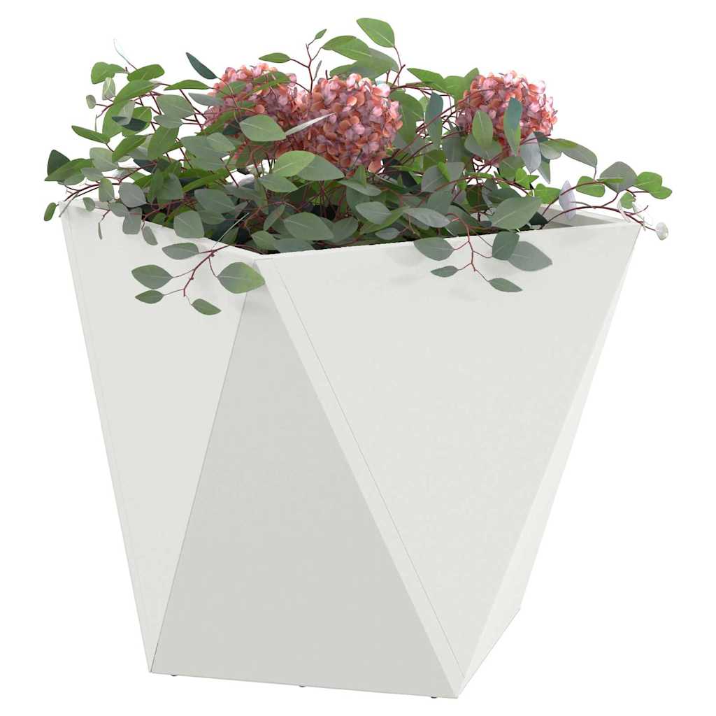 Pflanzkübel 2 pcs Weiß 50 x 50 x 50 cm Stahl