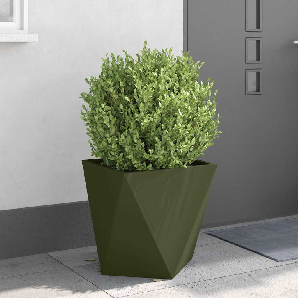 Pflanzkübel 2 pcs Olive Grün 50 x 50 x 50 cm Stahl