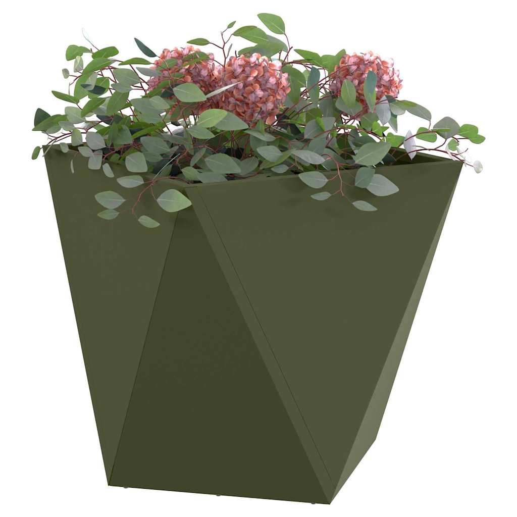Pflanzkübel 2 pcs Olive Grün 50 x 50 x 50 cm Stahl