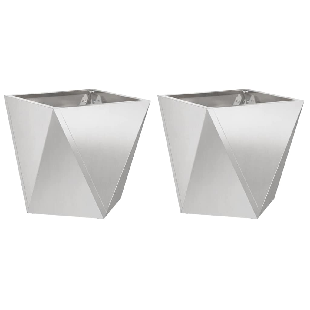 Pflanzkübel 2 pcs Silber 50 x 50 x 50 cm Edelstahl