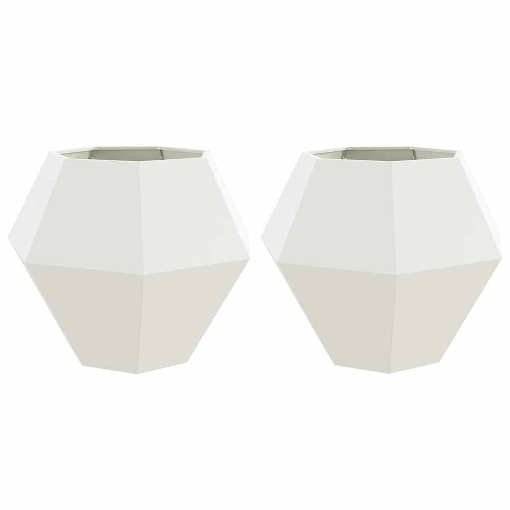 Pflanzkübel 2 pcs Weiß 100 x 100 x 80 cm Stahl